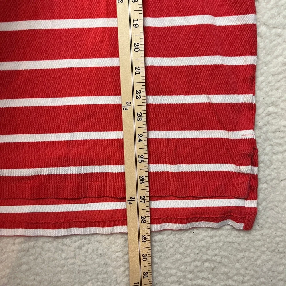 Polo Ralph Lauren Polo Shirt Mens L Red White Striped Short Sleeve Pony Logo